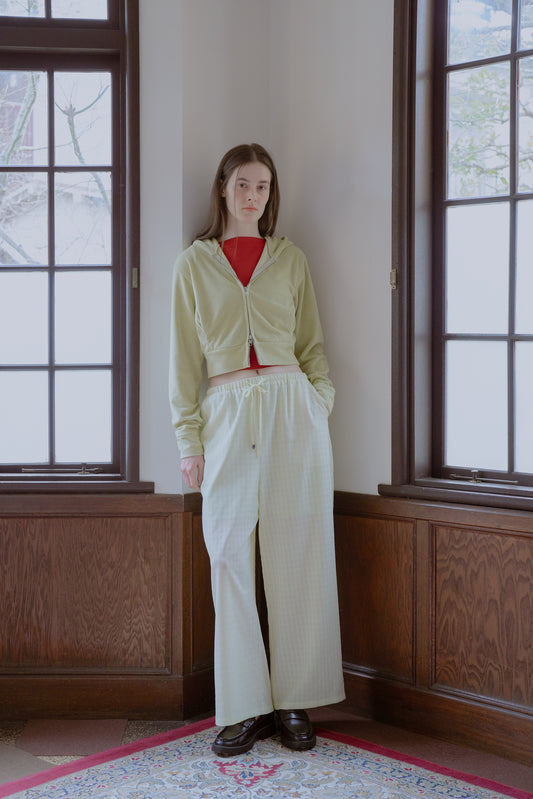 Shadow check seersucker pants / lime