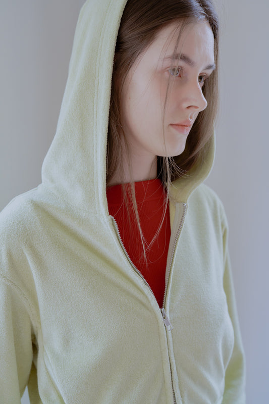 Double open pile hoodie/Lime pie