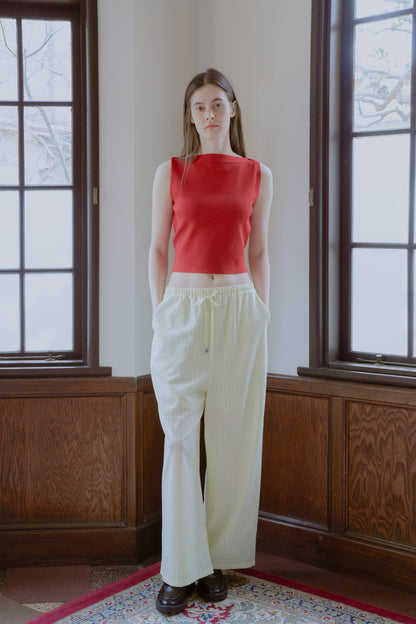 Overlap shoulder knit top / salvia