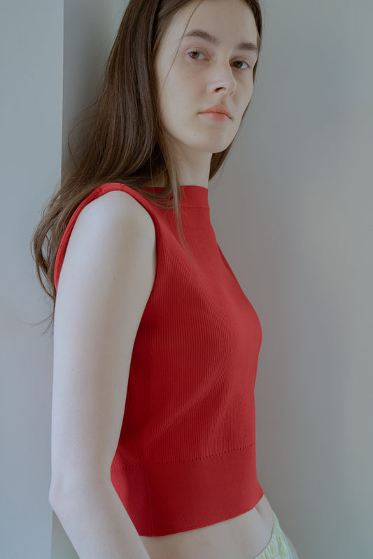 Overlap shoulder knit top / salvia