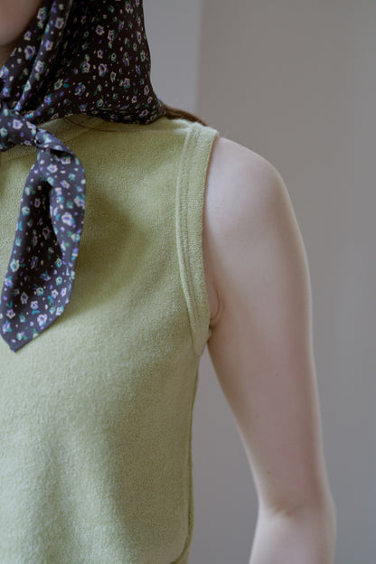 Henley neck pile tank top / Lime pie