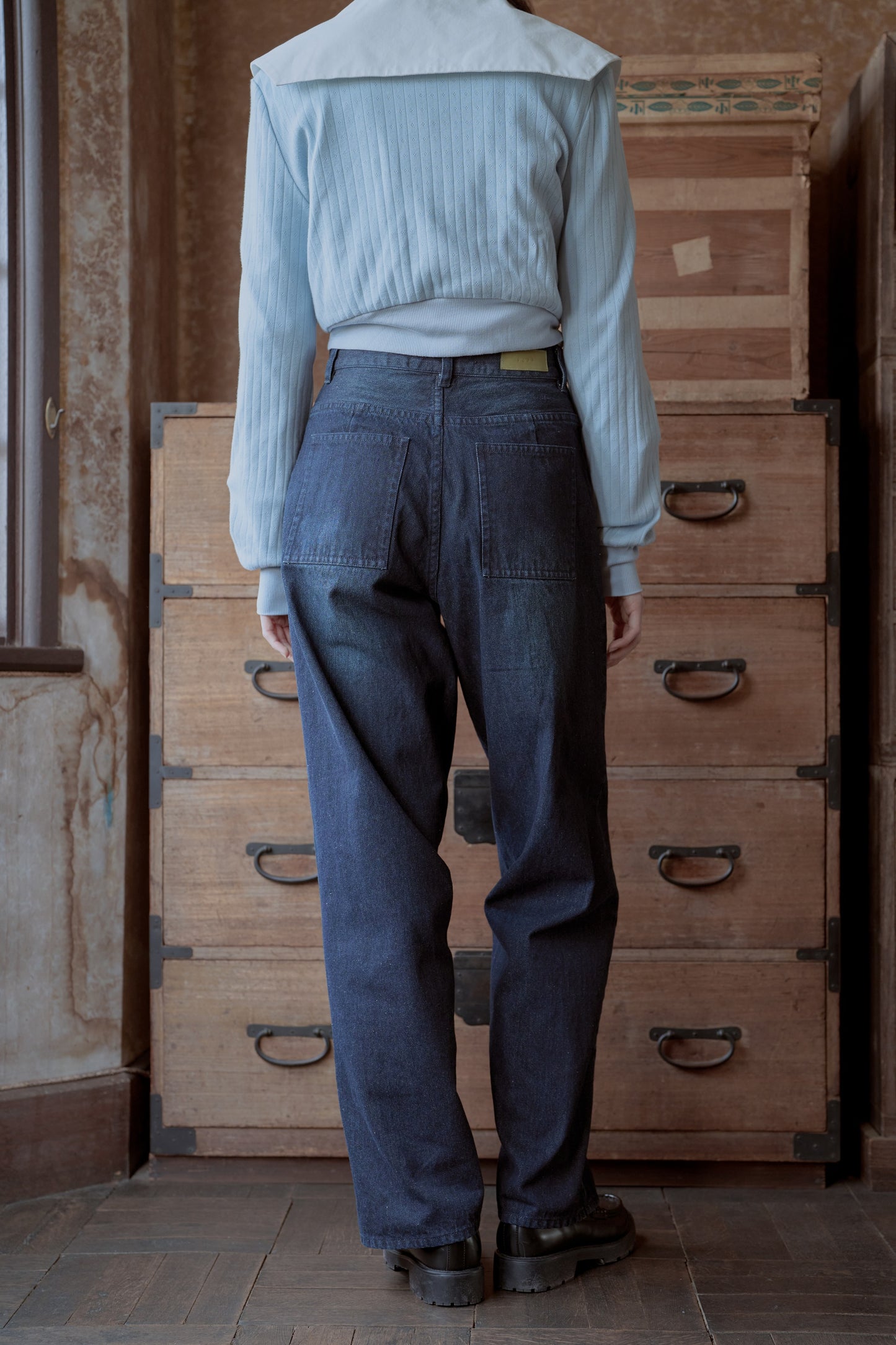 Washed  wide denim / navy