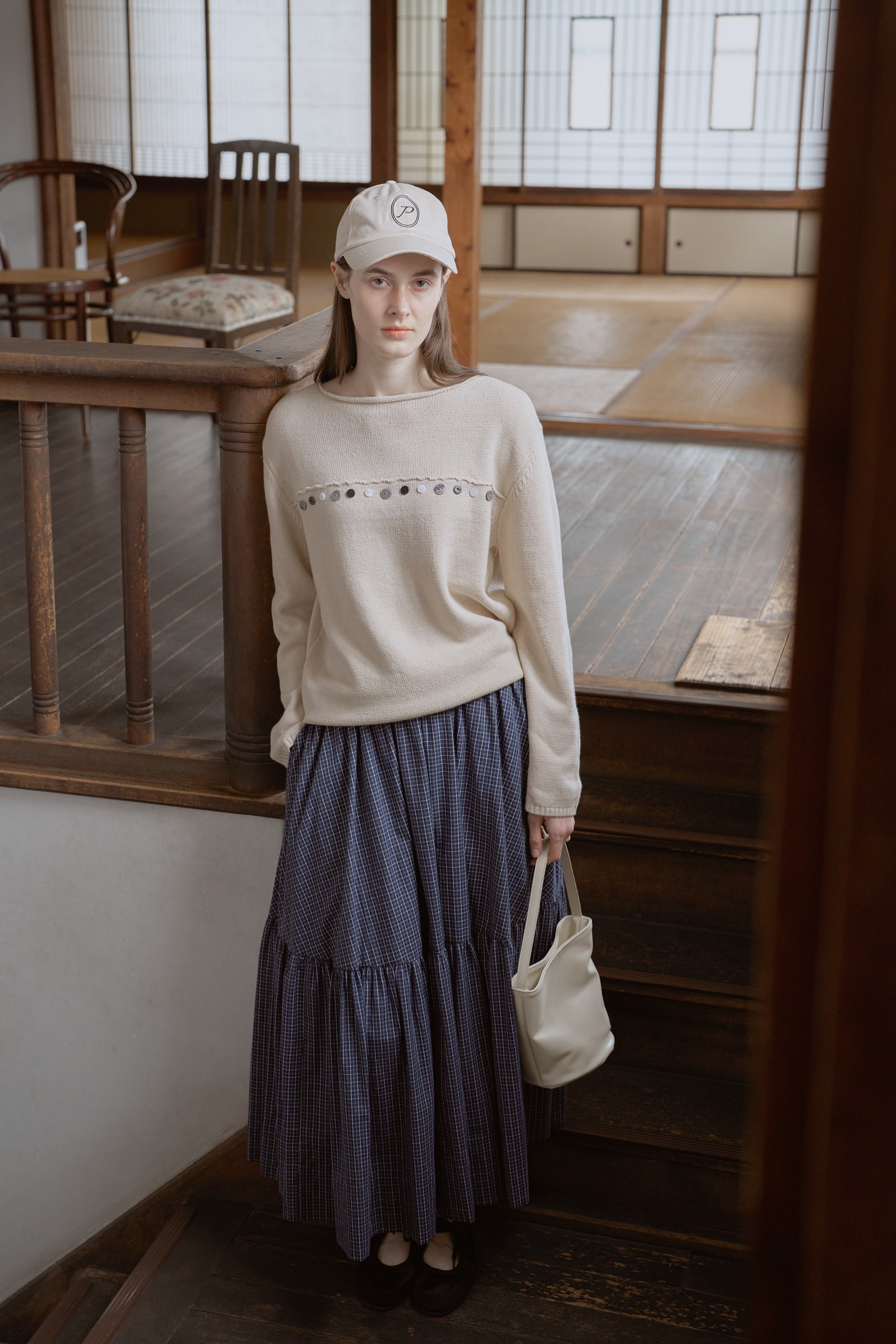 Tattersall check tiered skirt / navy – PoFF公式オンラインショップ