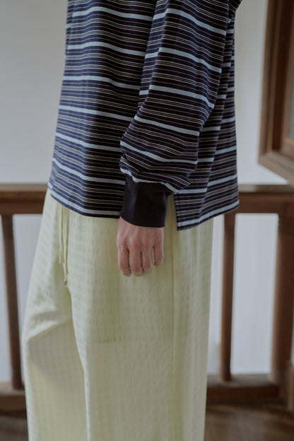 Multi border long T-shirt / navy