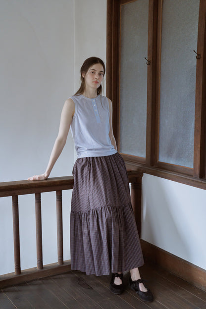 Henley neck pile tank top / blue guimauve