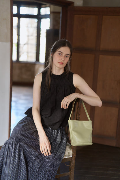 Tattersall check tiered skirt / black