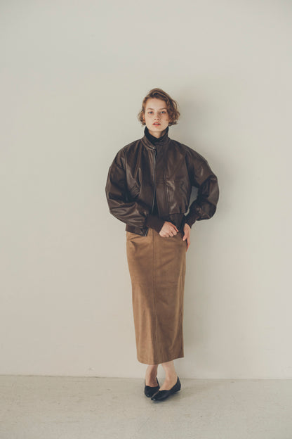 long suede skirt / cinnamon