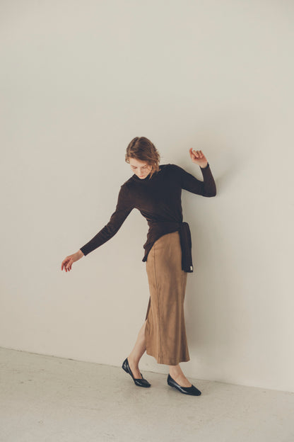 long suede skirt / cinnamon