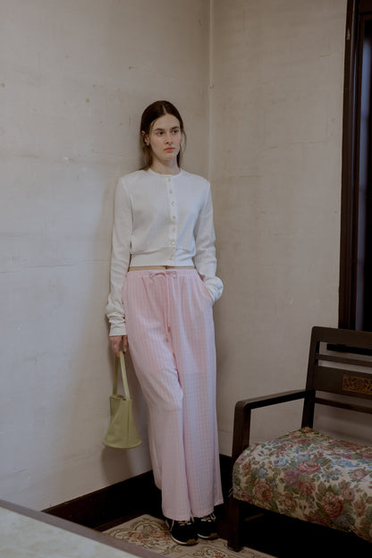 Eyelet cut cardigan / white
