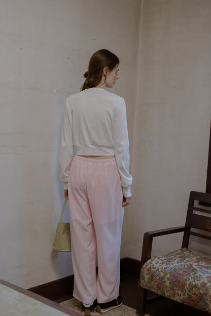 Eyelet cut cardigan / white