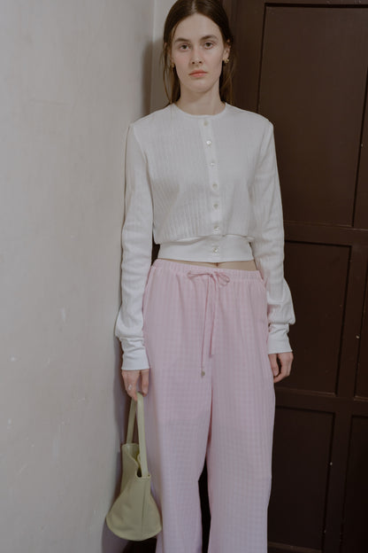 Eyelet cut cardigan / white