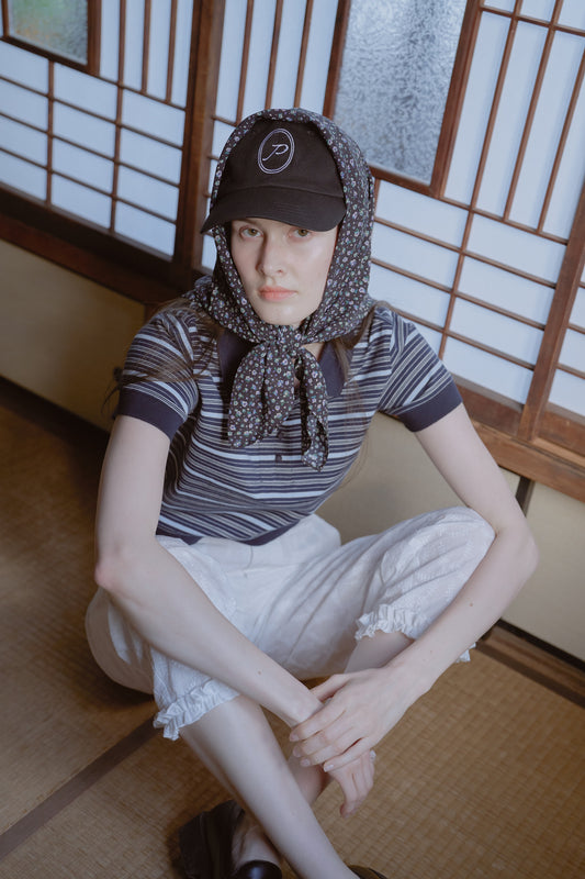 Multi border short polo/ navy