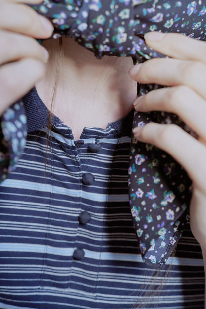 Multi border short polo/ navy