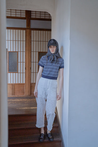Multi border short polo/ navy