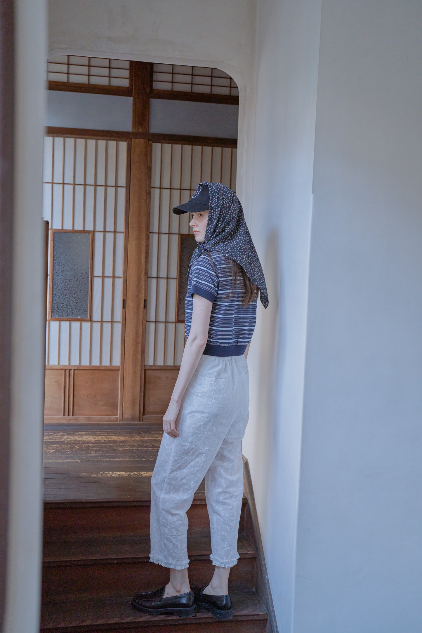 Multi border short polo/ navy