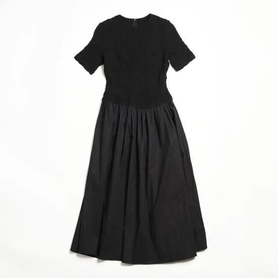 Blister jacquard docking dress / Black
