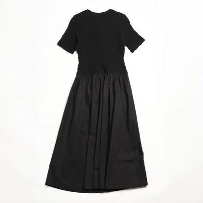 Blister jacquard docking dress / Black