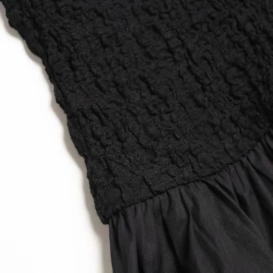 Blister jacquard docking dress / Black