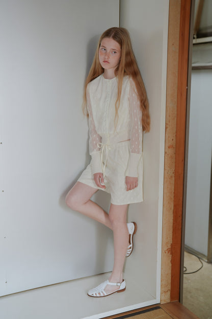 Flower tulle cardigan / White