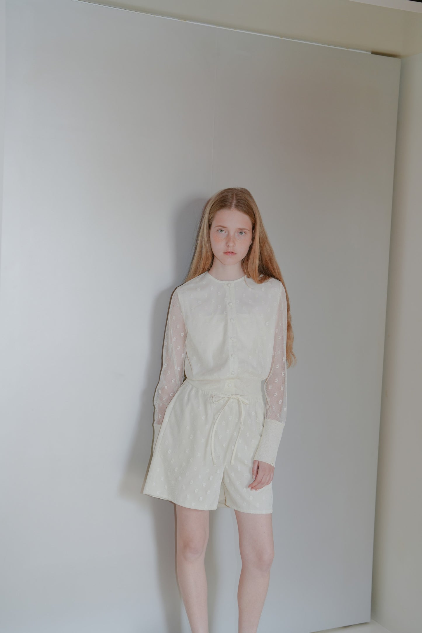 Flower tulle cardigan / White