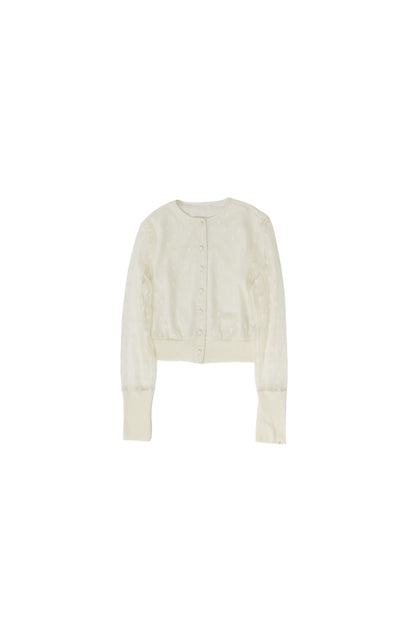 Flower tulle cardigan / White
