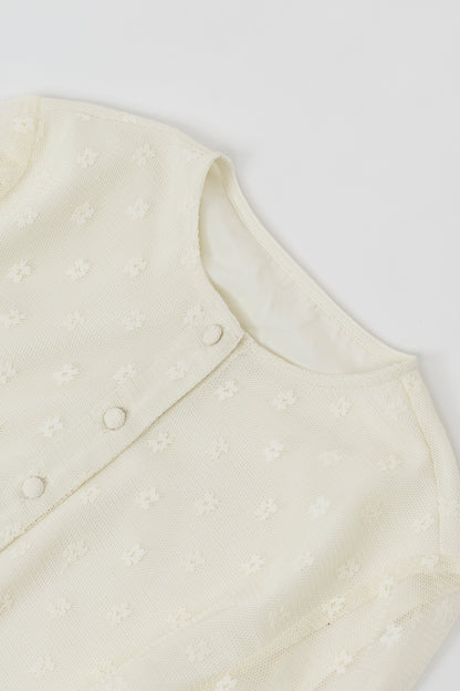 Flower tulle cardigan / White