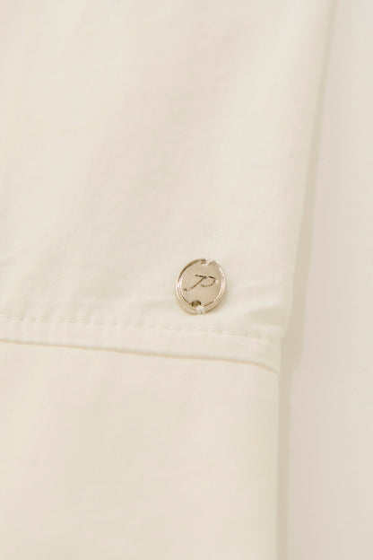 Box collar double button blouse / black