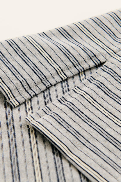 Multi border long T-shirt / gray