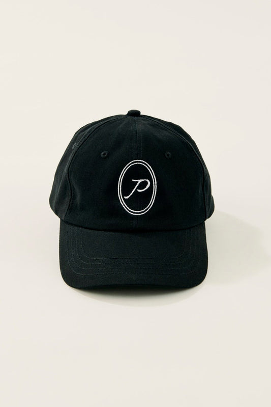 "P" Embroidery cap / black
