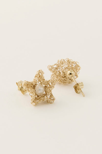 Star Flower Earrings / gold