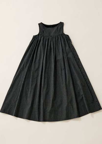 Tattersall check pin tuck dress/black