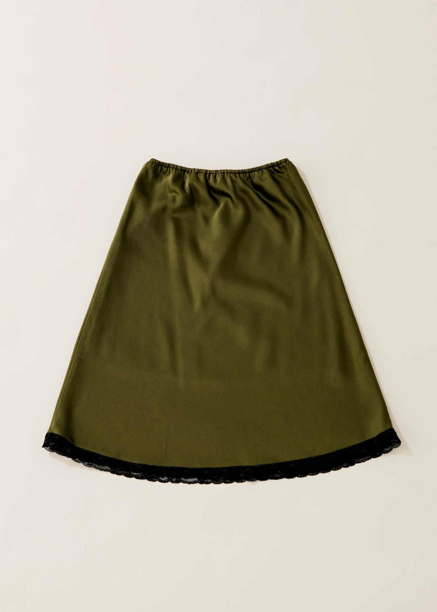 BlackLace hem satin skirt / oak