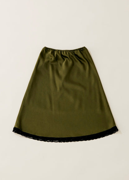 BlackLace hem satin skirt / oak