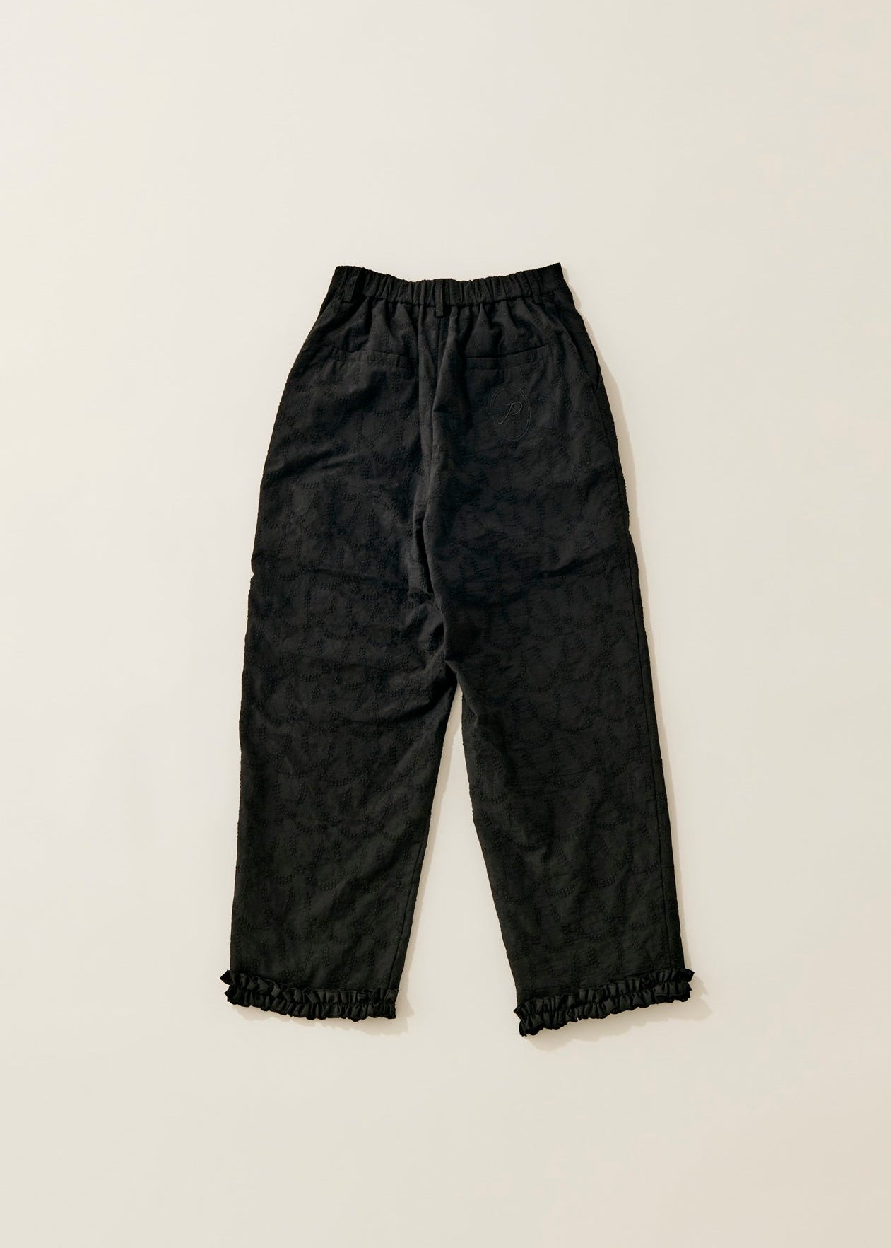 Cotton lace cropped pants / black