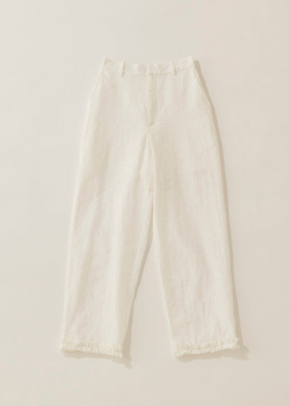Cotton lace cropped pants / white
