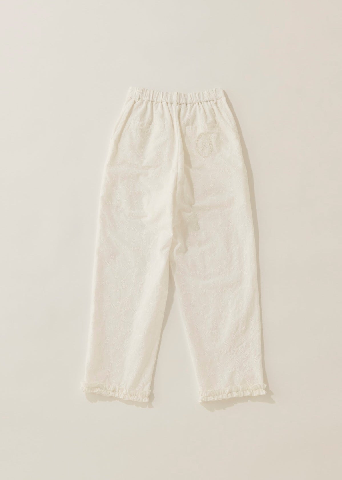 Cotton lace cropped pants / white