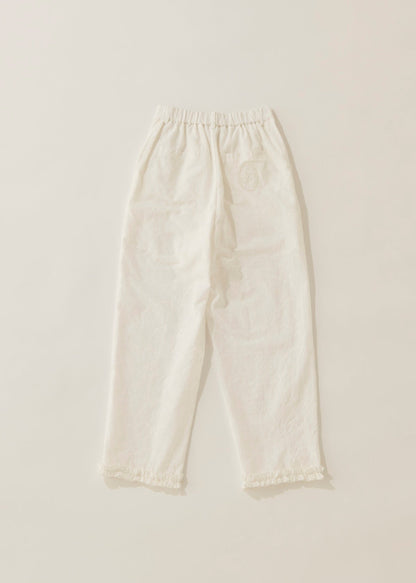 Cotton lace cropped pants / white