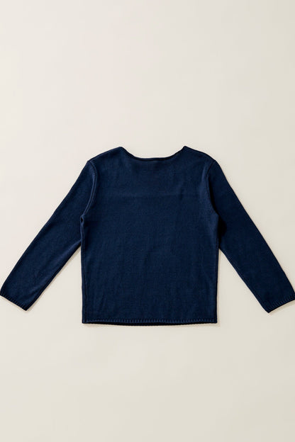 Random button relax knit pullover / fog navy