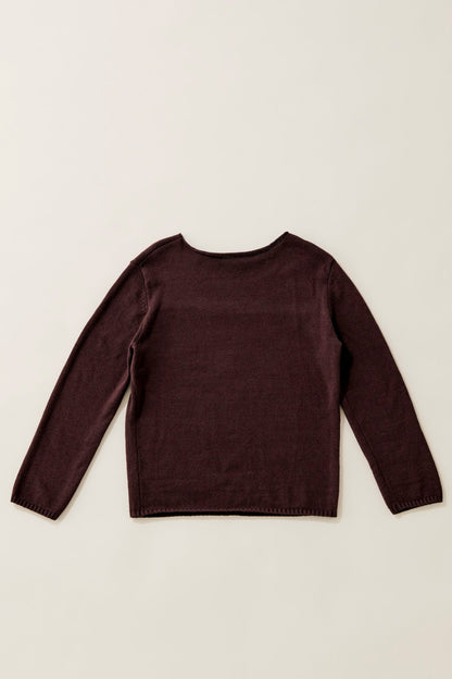 Random button relax knit pullover / cassis brown