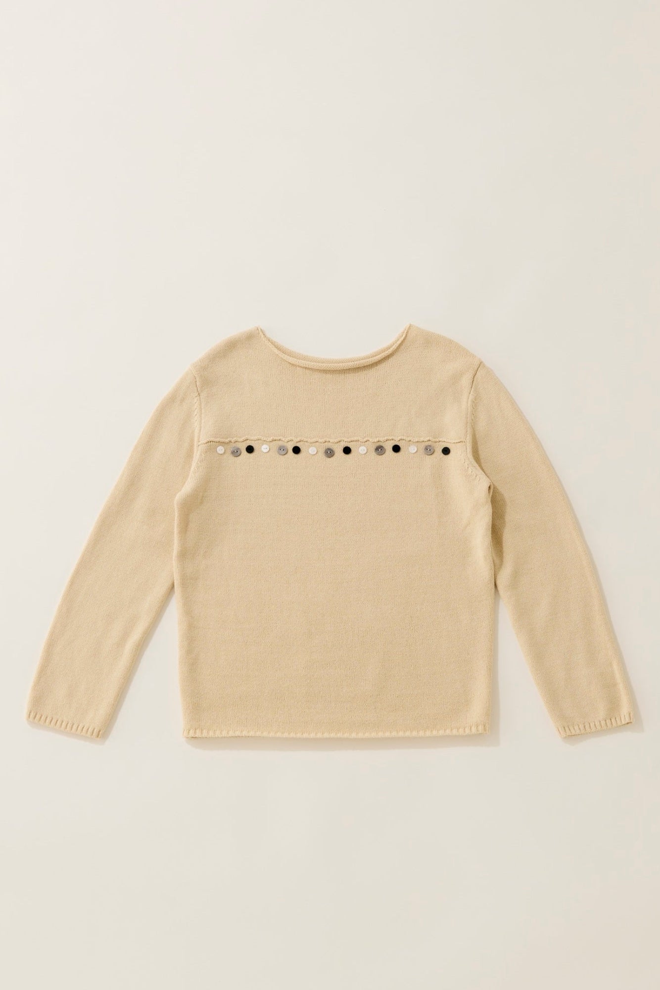 Random button relax knit pullover / ecru