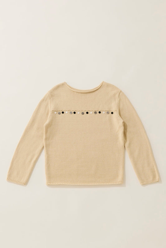 Random button relax knit pullover / ecru