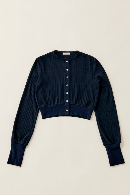 Eyelet cut cardigan / navy