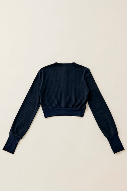 Eyelet cut cardigan / navy