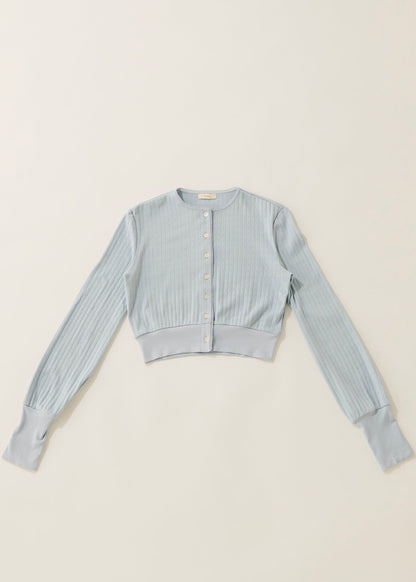 Eyelet cut cardigan / light blue