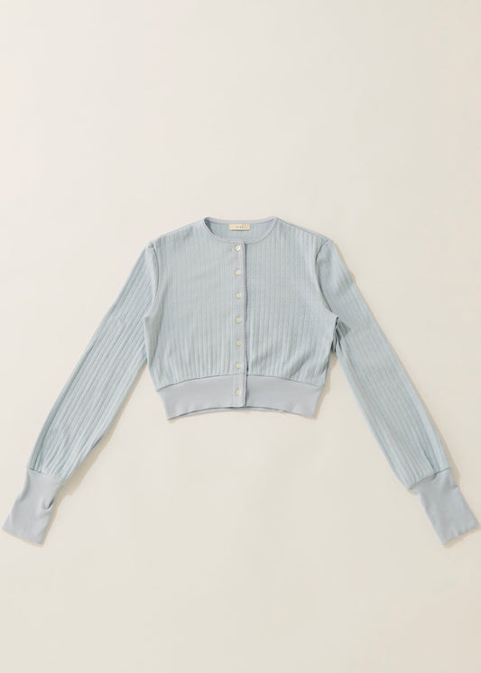 Eyelet cut cardigan / light blue