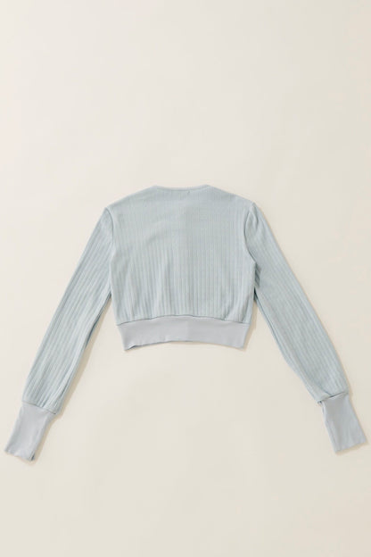 Eyelet cut cardigan / light blue