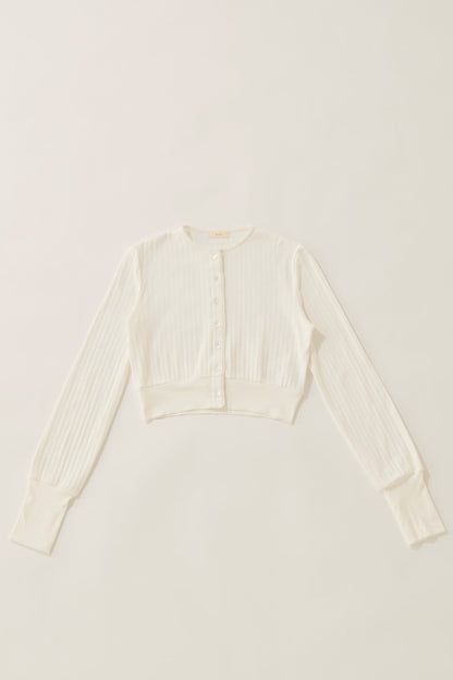 Eyelet cut cardigan / white