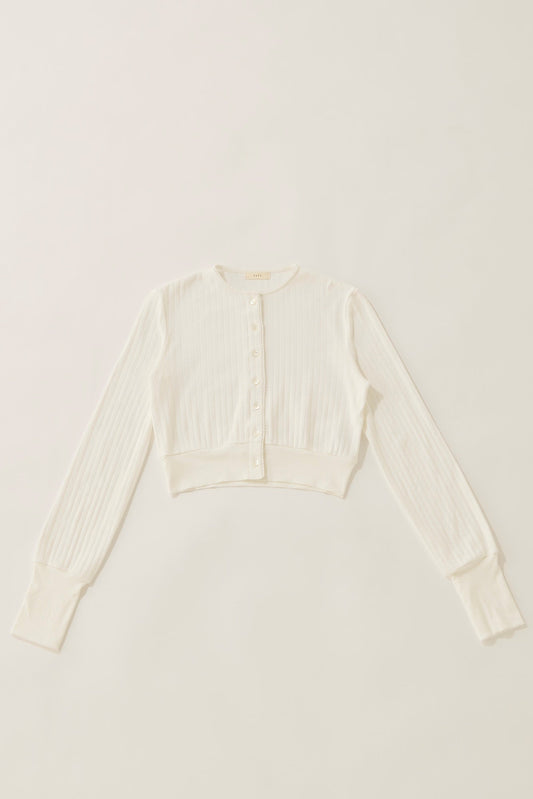 Eyelet cut cardigan / white