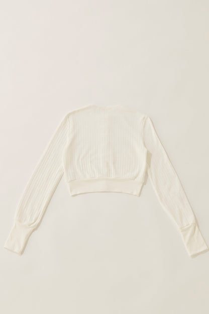 Eyelet cut cardigan / white