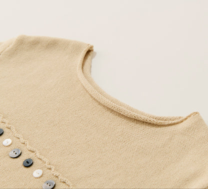 Random button relax knit pullover / fog navy